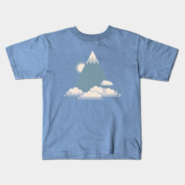 Cloud Mountain Kids T-Shirt by Thepapercrane